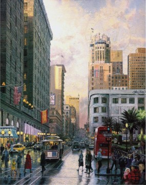 トーマス・キンケード Painting - サンフランシスコ ユニオンスクエアの午後遅く トーマス・キンケード